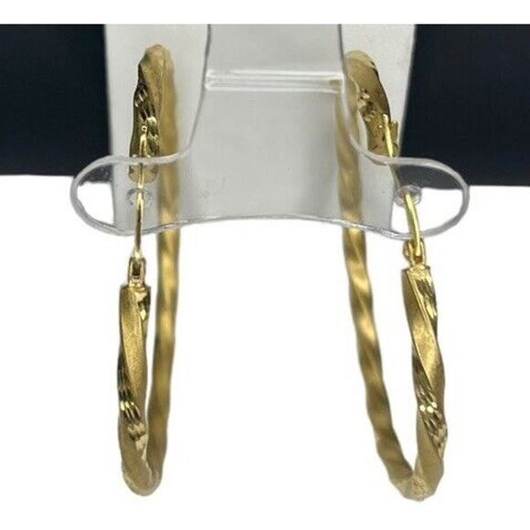 14K Gold Vermeil Twisted Satin Hoop Earrings Stunning Chic Fashion Statement NWT - Picture 10 of 12